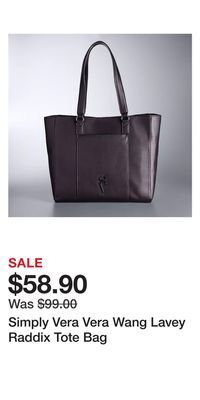Kohl's Simply vera vera wang lavey raddix tote bag offer