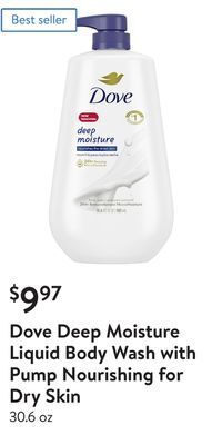 Walmart Dove deep moisture liquid body wash with pump nourishing for dry skin offer