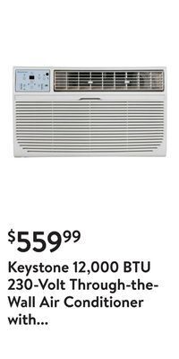 Walmart Keystone 12,000 btu 230-volt through-the-wall air conditioner with remote, white, kstat12-2c offer