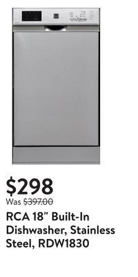 Walmart Rca 18 built-in dishwasher, stainless steel, rdw1830 offer