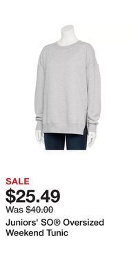 Kohl's Juniors' so oversized weekend tunic offer