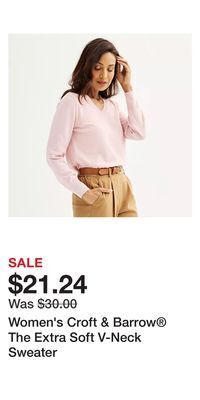Kohl's Women's croft & barrow the extra soft v-neck sweater offer
