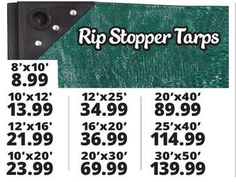 Ocean State Job Lot Rip stopper tarps offer