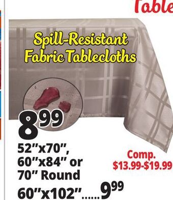 Ocean State Job Lot Spill-resistant fabric tablecloths offer