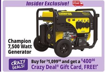 Ocean State Job Lot Champion 7500-watt generator offer