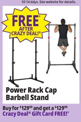 Ocean State Job Lot Barbell power rack with 800 lb weight capacity offer