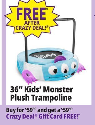 Ocean State Job Lot Pure fun 36 monster plush jumper trampoline with handrail offer