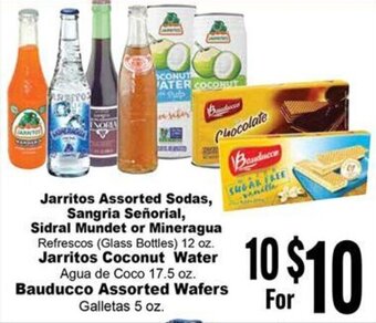 Rancho Markets Jarritos Assorted Sodas, Sangria Señorial, Sidral Mundet or Mineragua Refrescos (Glass Bottles) 12 oz. Jarritos Coconut Water offer