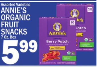 C Town Annie's organic fruit snacks offer