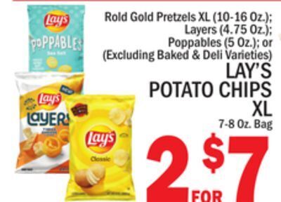 C Town Lay's potato chips xl 7-8 oz. bag offer