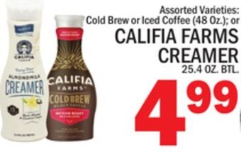 C Town Califia farms creamer, 25.4 oz. btl offer