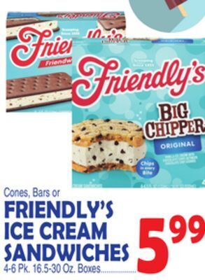 Bravo Supermarkets Friendly's ice cream sandwiches offer