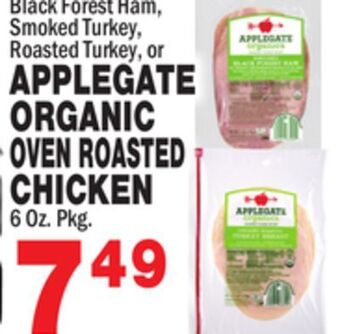 Bravo Supermarkets Applegate organic oven roasted chicken offer