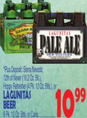 Bravo Supermarkets Lagunitas beer 6 pk. 12 oz. btls. or cans offer