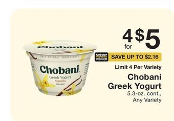 Fairway Store Market Chobani greek yogurt offer