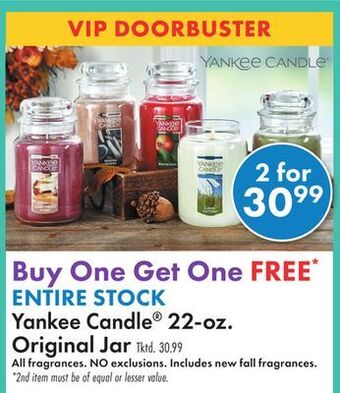 Boscov's Entire stock yankee candle 22-oz. original jar offer
