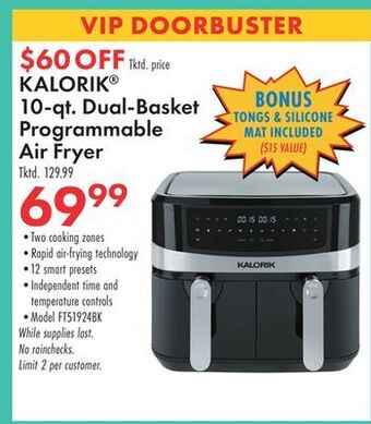Boscov's Kalorik 10-qt. dual-basket programmable air fryer offer