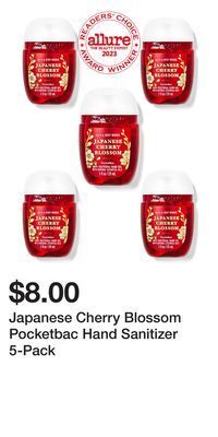 Bath & Body Works Japanese cherry blossom pocketbac hand sanitizer 5-pack offer
