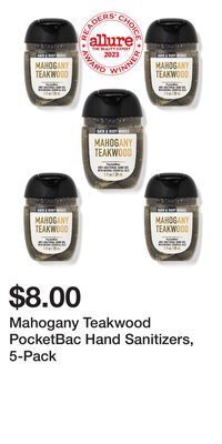 Bath & Body Works Mahogany teakwood pocketbac hand sanitizers, 5-pack offer