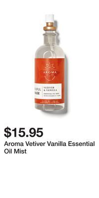 Bath & Body Works Aroma vetiver vanilla essential oil mist offer
