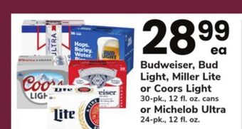 ACME Budweiser, bud light, miller lite or coors light 30-pk., 12 fl. oz. cans or michelob ultra 24-pk., 12 fl. oz offer