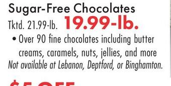 Boscov's Sugar-free chocolates offer