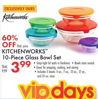 Boscov's Kitchenworks 10-piece glass bowl set offer