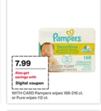 CVS Pampers wipes 168-216 ct. or pure wipes 112 ct offer