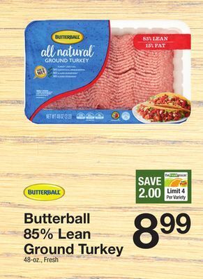 85% lean ground turkey