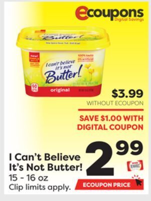 Weis Markets I can't believe it's not butter! offer