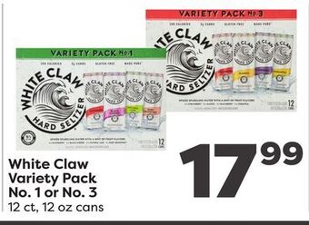 Weis Markets White claw variety pack no. 1 or no. 3 offer