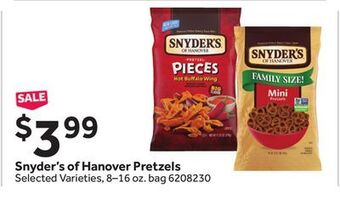 Stop&Shop Snyder's of hanover pretzels offer