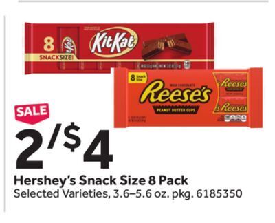 Stop&Shop Hershey's snack size 8 pack offer
