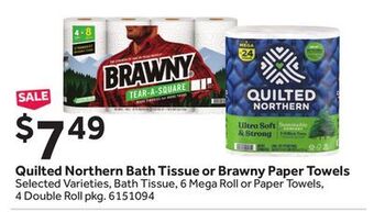 Stop&Shop Quilted northern bath tissue or brawny paper towels offer