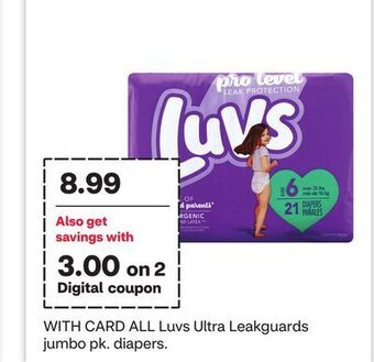 CVS All luvs ultra leakguards jumbo pk. diapers offer