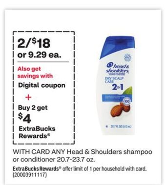CVS Any head & shoulders shampoo or conditioner 20.7-23.7 oz offer