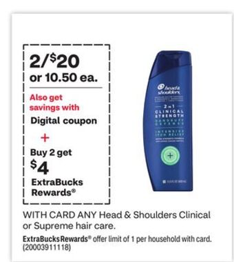 CVS Any head & shoulders clinical or supreme hair care offer