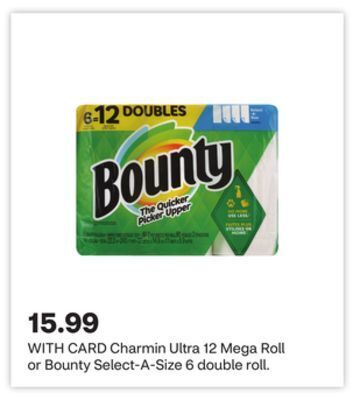 CVS Charmin ultra 12 mega roll or bounty select-a-size 6 double roll offer