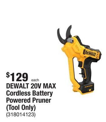 The Home Depot Dewalt 20v max cordless battery powered pruner (tool only) offer