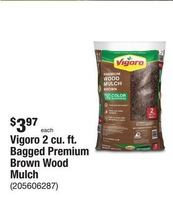 The Home Depot Vigoro 2 cu. ft. bagged premium brown wood mulch offer