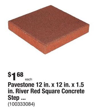 The Home Depot Pavestone 12 in. x 12 in. x 1.5 in. river red square concrete step stone offer