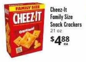 Brookshire Brothers Cheez-It Family Size Snack Crackers 21 oz offer