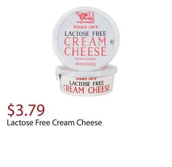 Trader Joe's Lactose free cream cheese offer