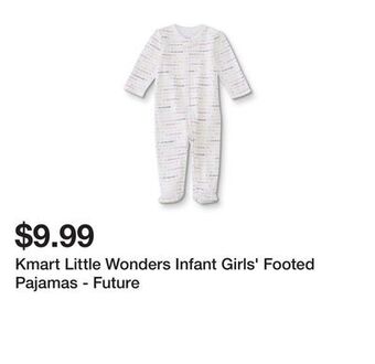 Kmart Kmart little wonders infant girls' footed pajamas - future offer