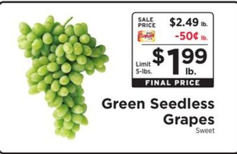 ShopRite Green seedless grapes offer