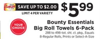 ShopRite Essentials big roll towels 6-pack offer