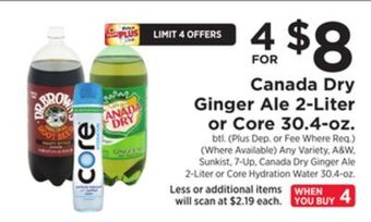 ShopRite Canada dry ginger ale 2-liter or core 30.4-oz offer