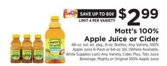 ShopRite 100% apple juice or cider offer
