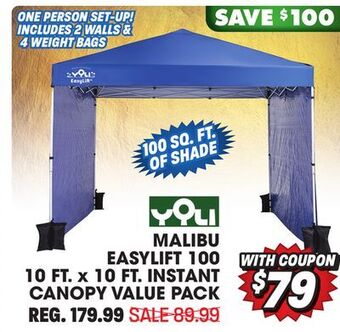 Big 5 Yoli malibu easylift 100 10' x 10' straight leg instant canopy value pack offer