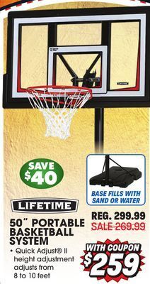 Big 5 Lifetime 50 portable basketball hoop offer